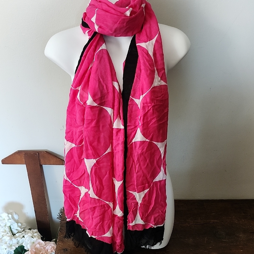 Kate Spade Pink and Black Geometric Scarf